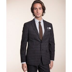 bar III Sport Coat Mens 38L Brown Plaid Slim Fit Stretch Blazer‎ Suit Jacket NWT